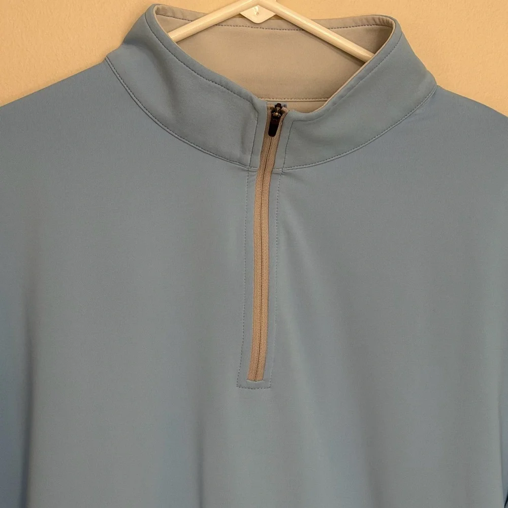 Peter Millar Crown Sport Mens XL Perth Cross-Hatch Performance 1/4 Zip Blue Golf - Picture 4 of 13